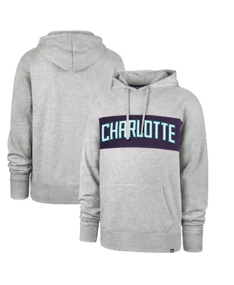 Men's '47 Gray Charlotte Hornets 2021/22 City Edition Wordmark Chest Pass Pullover Hoodie