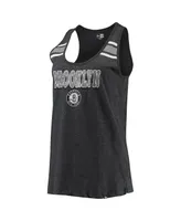 Women's New Era Heather Black Brooklyn Nets Scoop-Neck Racerback Tank Top