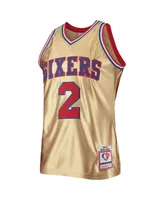 Men's Mitchell & Ness Moses Malone Gold Philadelphia 76ers 75th Anniversary 1982-83 Hardwood Classics Swingman Jersey