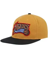 Men's Mitchell & Ness Gold and Black Philadelphia 76ers Hardwood Classics Snapback Hat