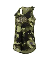 Women's New Era Green Chicago Cubs 2022 Mlb Armed Forces Day Camo Racerback Tank Top