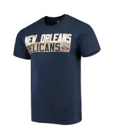 Men's Majestic E'Twaun Moore Navy New Orleans Pelicans Vertical Name and Number T-shirt