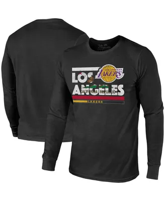 Men's Majestic Threads Black Los Angeles Lakers City and State Tri-Blend Long Sleeve T-shirt