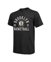 Men's Majestic Threads Heathered Black Brooklyn Nets Ball Hog Tri-Blend T-shirt