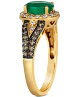 Le Vian Emerald (7/8 ct. t.w.) & Diamond (1/2 ct. t.w.) Halo Ring in 14k Gold