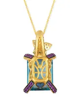 Le Vian Crazy Collection Multi-Gemstone (12-1/2 ct. t.w.) & Diamond (1/10 ct. t.w.) Butterfly 20" Adjustable Pendant Necklace in 14k Gold