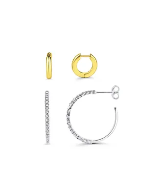 And Now This Duo Huggie Hoop and Pave Crystal Hoop Set of 2