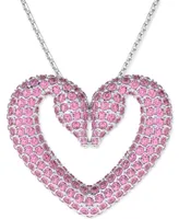 Swarovski Rhodium-Plated Pave Swan Heart 16-1/2" Pendant Necklace