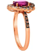 Le Vian Raspberry Rhodolite (1-3/8 ct. t.w.) & Diamond (3/8 ct. t.w.) Halo Ring in 14k Rose Gold