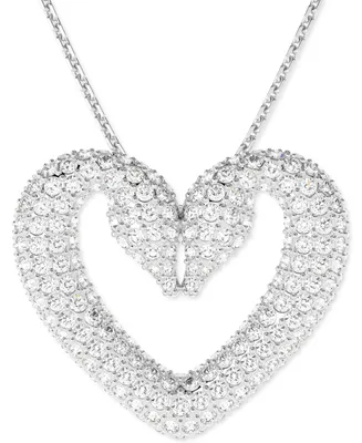 Swarovski Silver-Tone Una Heart Pendant 16-1/2" Necklace - Silver