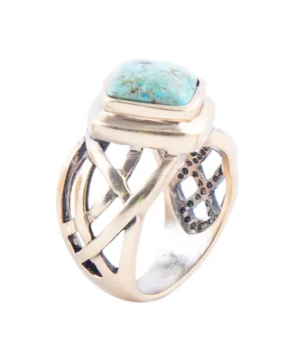 Barse Marvelous Bronze and Genuine Turquoise Band Ring