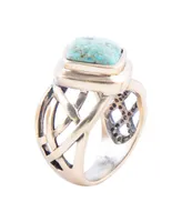Barse Marvelous Bronze and Genuine Turquoise Band Ring