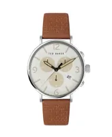 Ted Baker Men's Barnett Backlight Tan Leather Strap Watch 41mm