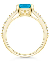 Macy's Blue Topaz and Diamond Accent Ring 14K Yellow Gold