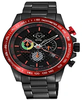 Gevril Men's Scuderia Swiss Quartz Black Stainless Steel Bracelet Watch 45mm