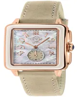 Gevril Women's Bari Enamel Swiss Quartz Italian Tan Leather Strap Watch 34mm