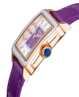 Gevril Women's Padova Gemstone Swiss Quartz Italian Wine Leather Strap Watch 30mm