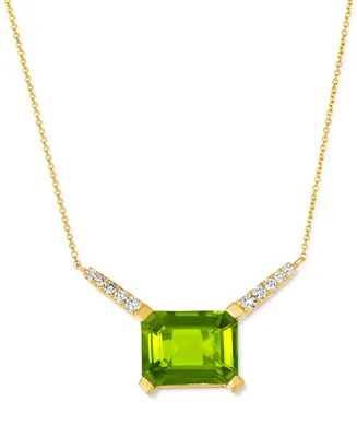 Peridot (4-1/2 ct. t.w.) & Diamond (1/8 ct. t.w.) 16" Pendant Necklace in 14k Gold