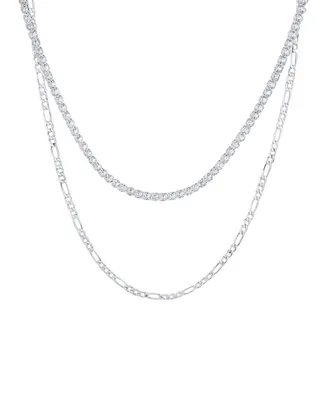 And Now This Double Row Chain with Cubic Zirconia Tennis Necklace and Clip Chain Necklace