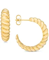 Polished Croissant Twist Small Hoop Earrings in 14k Gold-Plated Sterling Silver, 18mm