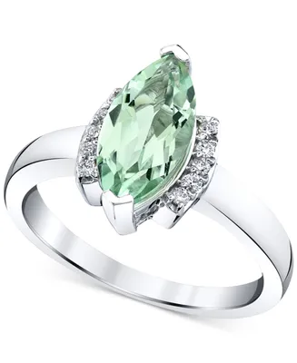 Green Quartz (1-5/8 ct. t.w.) & Diamond (1/10 ct. t.w.) Ring in Sterling Silver