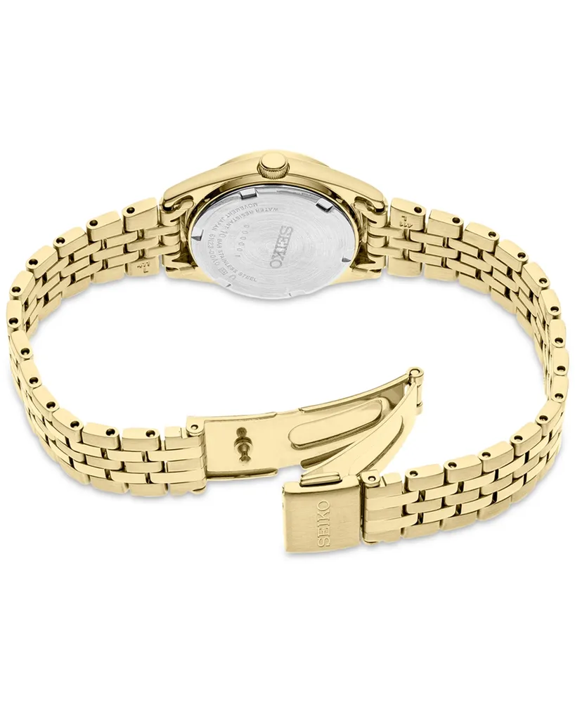 Seiko Women's Analog Essentials Gold-Tone Stainless Steel Bracelet Watch 25mm