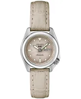 Seiko Women's Automatic 5 Sports Tan Leather Strap Watch 28mm