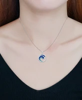 Giani Bernini Crystal Ocean Waves Circle Pendant Sterling Silver Necklace