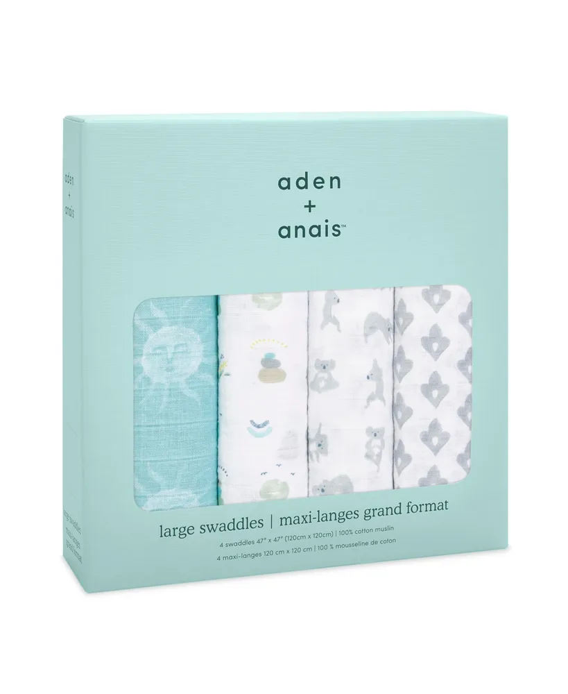 aden by aden + anais Baby Boys or Baby Girls Printed swaddle Blankets, Pack of 4