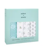 aden by aden + anais Baby Boys or Baby Girls Printed swaddle Blankets, Pack of 4