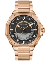 Bulova Men's Precisionist High Performance Quartz Diamond (1/20 ct. t.w.) Rose Gold-Tone Stainless Steel Bracelet Watch 47mm - Rose Gold