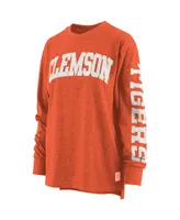 Women's Pressbox Orange Clemson Tigers Plus Size Two-Hit Canyon Long Sleeve T-shirt