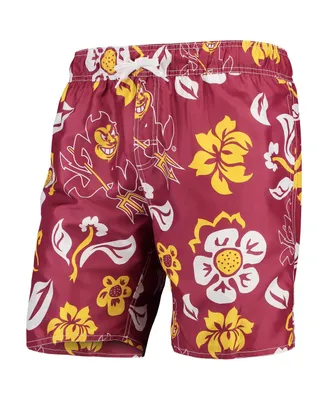 Men's Wes & Willy Maroon Arizona State Sun Devils Floral Volley Swim Trunks