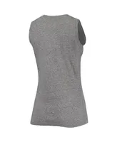 Women's Original Retro Brand Heathered Gray Arkansas Razorbacks Relaxed Henley Tri-Blend V-Neck Logo Tank Top