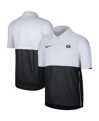 Men's Nike White Georgia Bulldogs Coaches Half-Zip Pullover Jacket