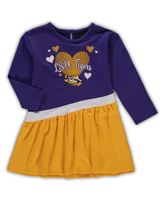 Girls Infant Purple Lsu Tigers Heart French Terry Dress