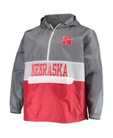 Men's Fanatics Gray, Scarlet Nebraska Huskers Big and Tall Water-Resistant Half-Zip Hoodie