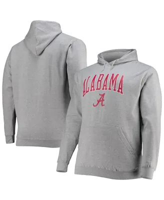 Men's Champion Heather Gray Alabama Crimson Tide Big and Tall Arch Over Logo Powerblend Pullover Hoodie