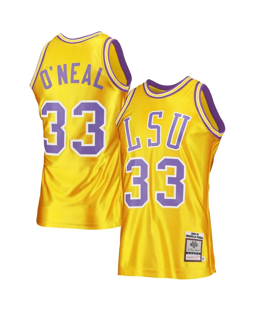 Men's Mitchell & Ness Shaquille O'Neal Gold Lsu Tigers 1990-91 Authentic Throwback College Jersey