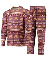 Men's Concepts Sport Maroon Minnesota Golden Gophers Ugly Sweater Long Sleeve T-shirt and Pants Sleep Set