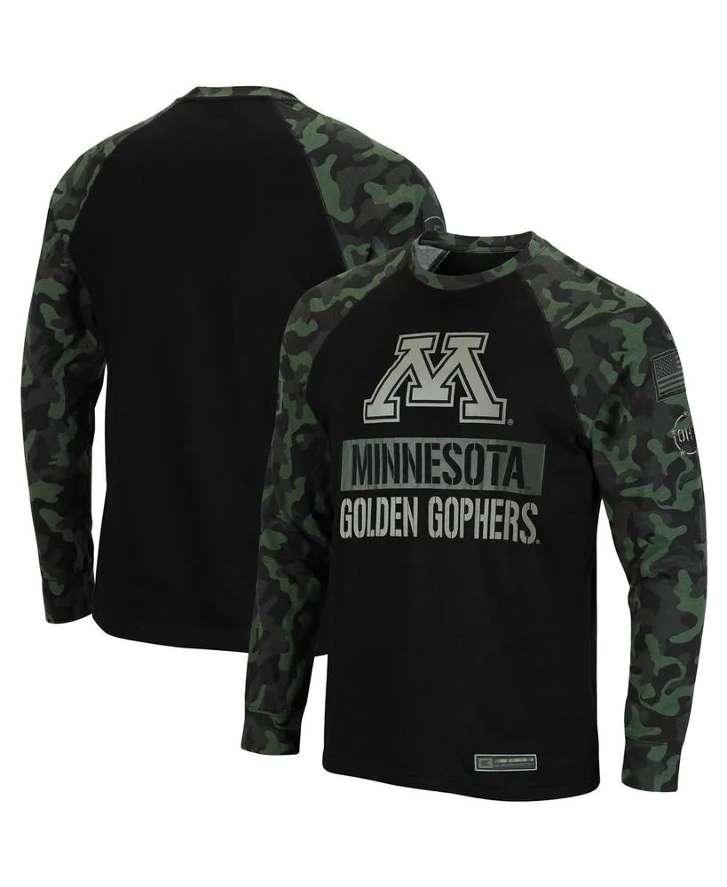 Men's Colosseum Black, Camo Minnesota Golden Gophers Big and Tall Oht Military-Inspired Appreciation Raglan Long Sleeve T-shirt