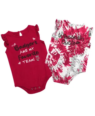 Girls Newborn and Infant Colosseum Red Wisconsin Badgers Two Bits Two-Pack Bodysuit Set