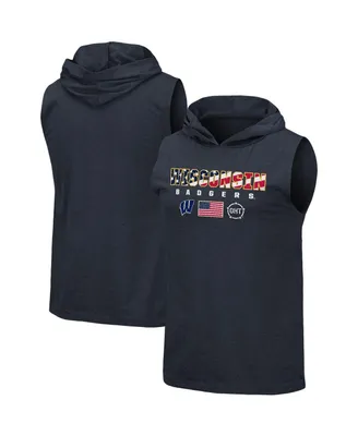 Men's Colosseum Navy Wisconsin Badgers Oht Military-Inspired Appreciation Americana Hoodie Sleeveless T-shirt