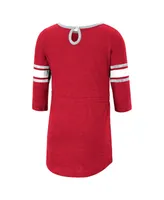 Toddler Girls Colosseum Heathered Crimson Alabama Tide Poppin Sleeve Stripe Dress