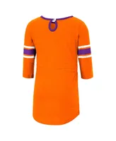 Toddler Girls Colosseum Heathered Orange Clemson Tigers Poppin Sleeve Stripe Dress