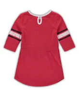 Toddler Girls Colosseum Heathered Red Wisconsin Badgers Poppin Sleeve Stripe Dress