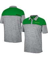 Men's Colosseum Heathered Gray, Green Oregon Ducks Birdie Polo Shirt