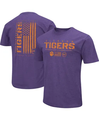 Men's Colosseum Heather Purple Distressed Clemson Tigers Oht Military-Inspired Appreciation Flag 2.0 T-shirt