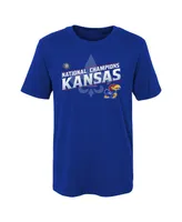 Boys and Girls Preschool Royal Kansas Jayhawks 2022 Ncaa Men's Basketball National Champions Bracket T-shirt