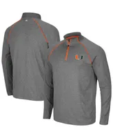 Men's Colosseum Heathered Charcoal Miami Hurricanes Robert Raglan Quarter-Zip Jacket